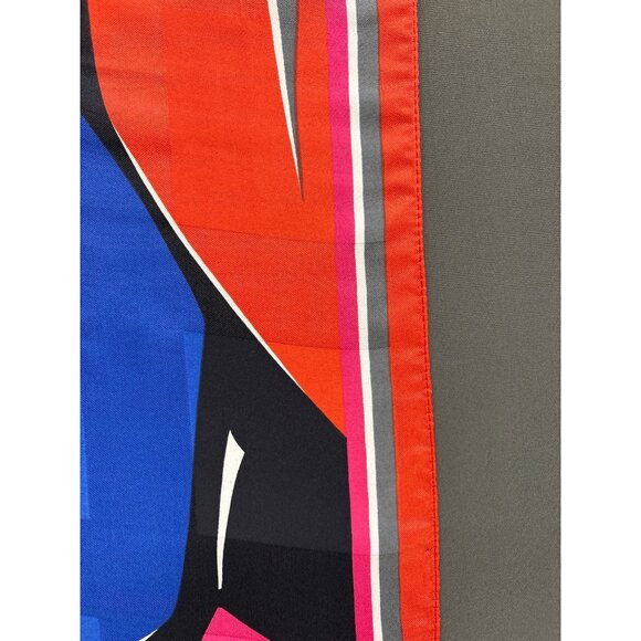 Vintage Italian Abstract Print Polyester Scarf 30" Square Headwear - Picture 5 of 6